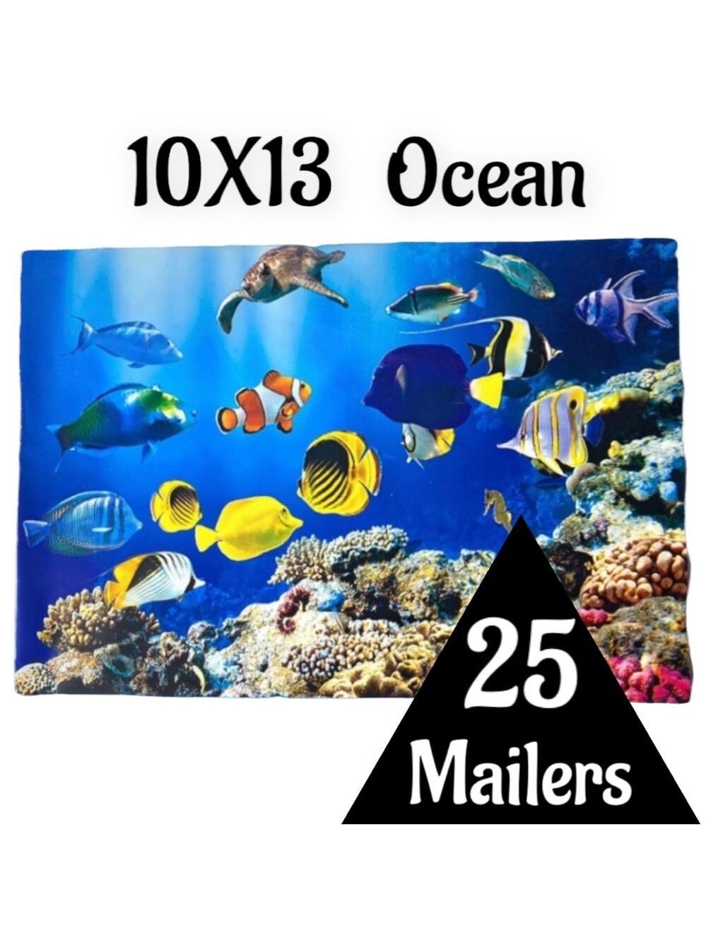 25 10X13 Poly Mailers Ocean Coral Reef With Fish, Turtle, Seahorse PRICE IS FIRM - Picture 7 of 12